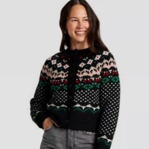 Universal Threads Merriment Cardigan Sweater - Fair Isle